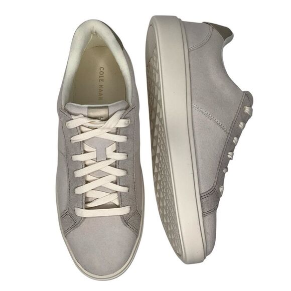 New! Cole Haan Grand Grand Coaster Women’s Ivory Suede Leather Sneakers Sz 9.5